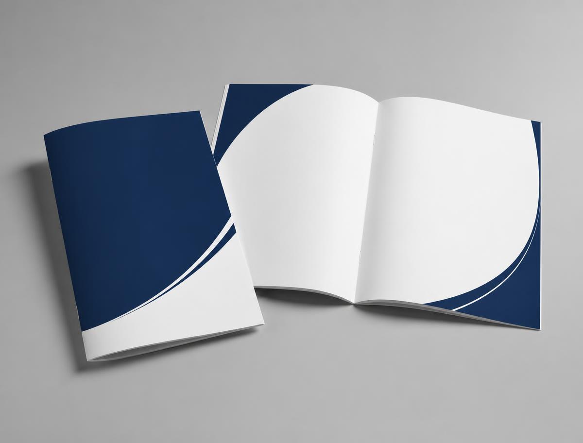 Printed A4 company brochure with navy cover, produced by Khunrut Printing